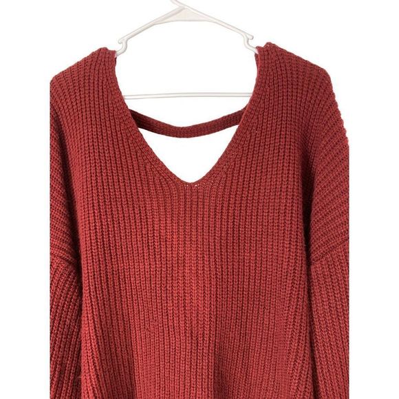 Women’s Shein Twist Back Bead Bling Pull Over Sweater Size 3XL 5347 V-neck - Picture 4 of 8